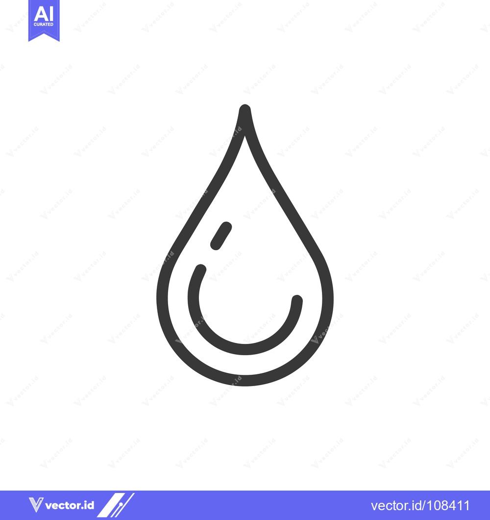 Premium Vector of Minimalist Water Drop Icon with Internal Curve Detail on White Backgro
