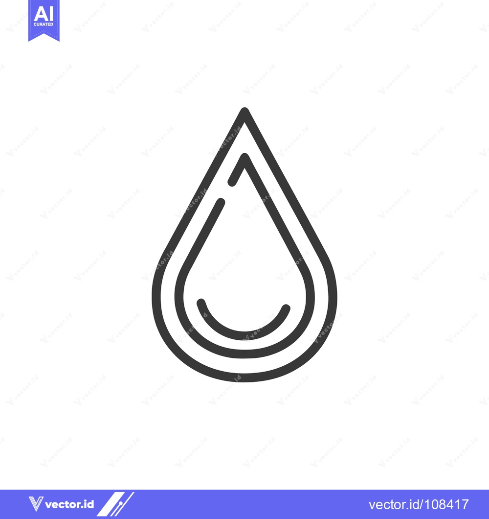 Premium Vector dari Minimalist Water Drop Icon with Triple Outline on White Background