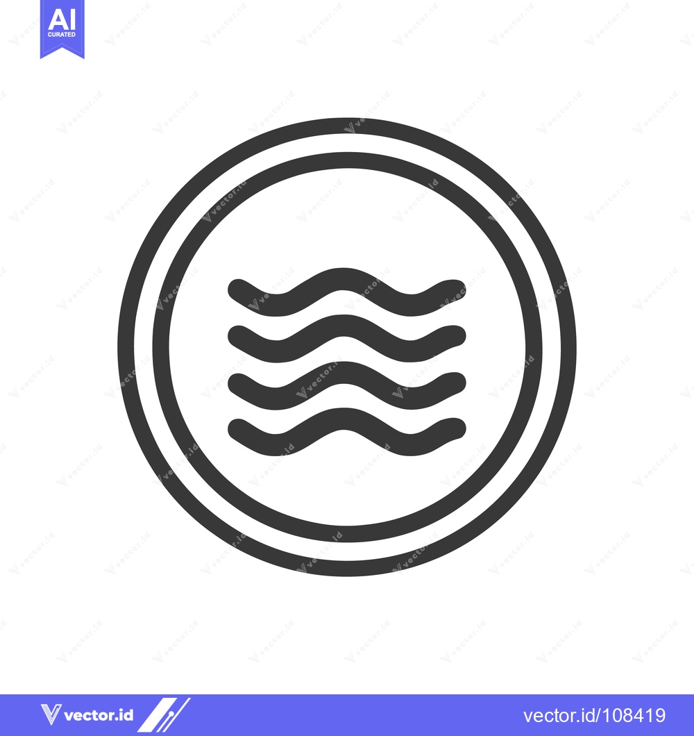 Premium Vector dari Minimalist Water Waves Icon in Double Circle Frame, Graphic Design Ele