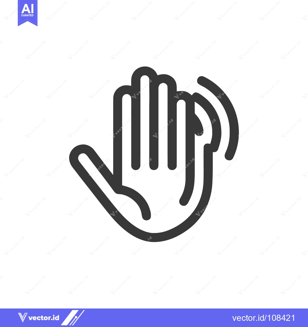 Premium Vector of Minimalist Waving Hand Icon with Motion Lines on White Background