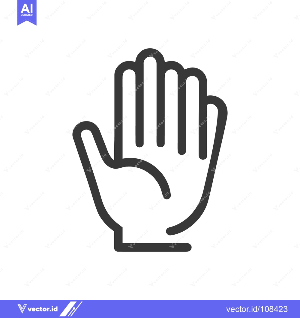 Premium Vector dari Minimalist Hand Icon: Bold Outline, Stop Gesture, Vector Illustration