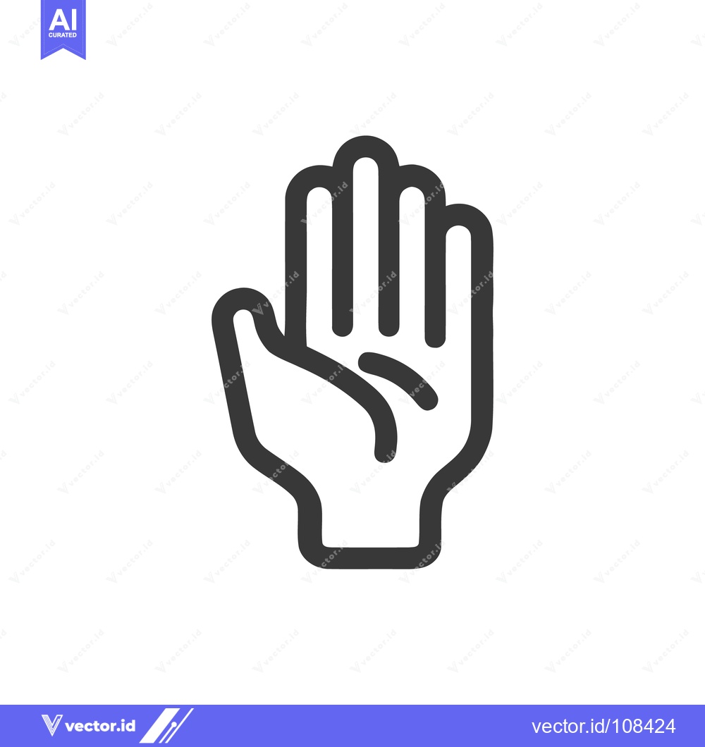 Premium Vector of Minimalist Hand Icon: Flat Design, Stop Gesture, Dark Gray Outline