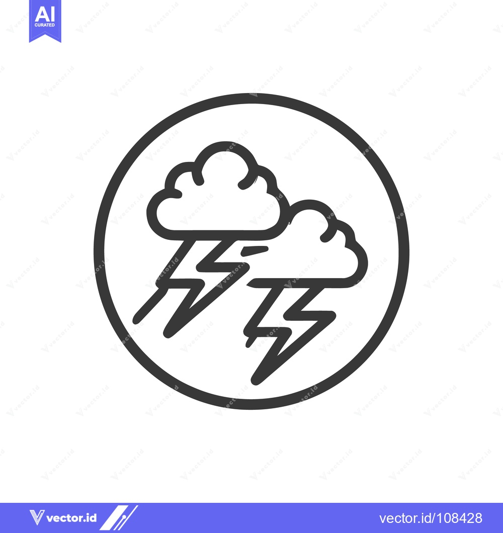 Premium Vector dari Minimalist Thunderstorm Icon: Dark Clouds and Lightning Bolts in Circl