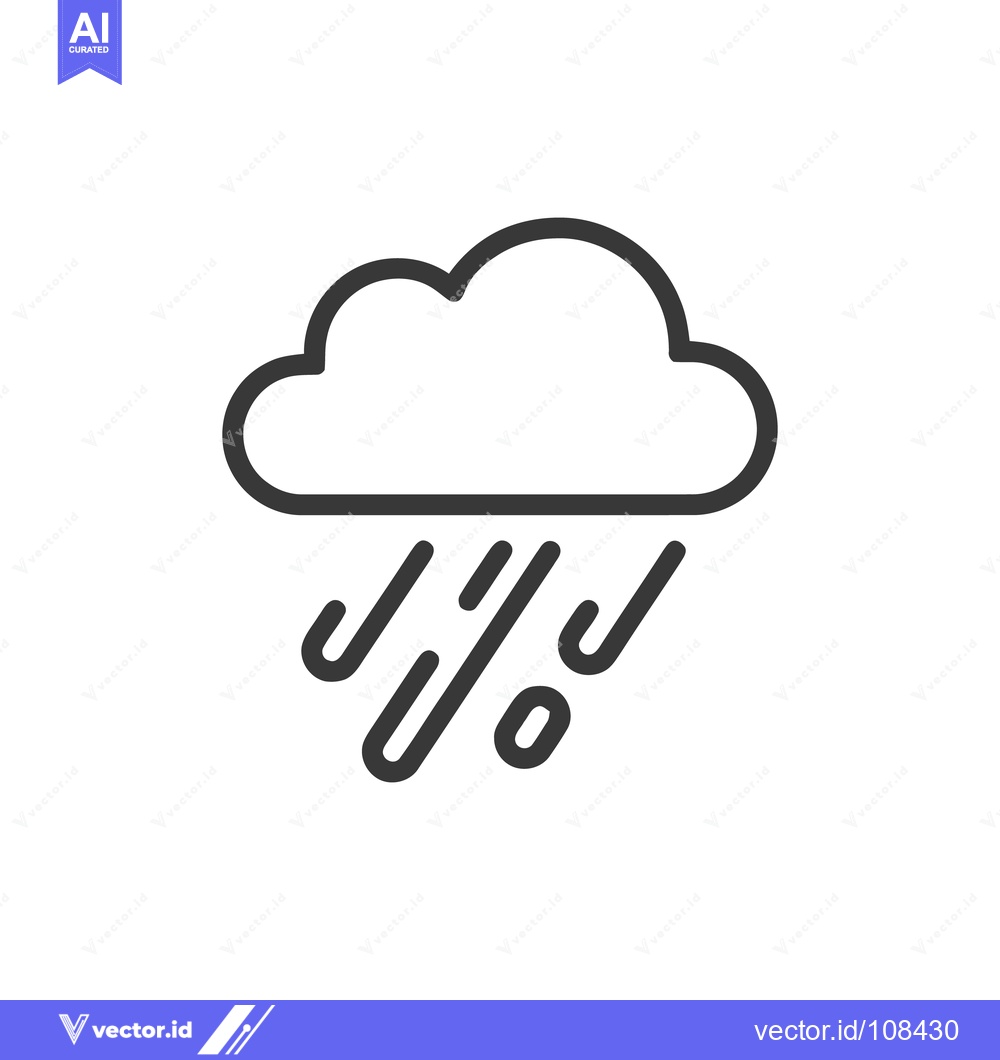 Premium Vector of Minimalist Rain Cloud Icon: Simple Weather Symbol on White
