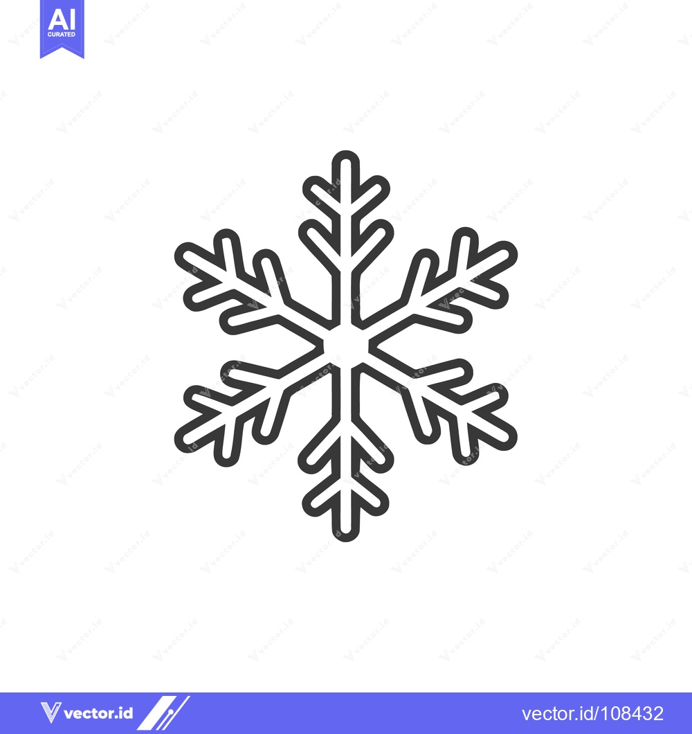 Premium Vector of Minimalist Snowflake Icon: Clean Line Art on White Background