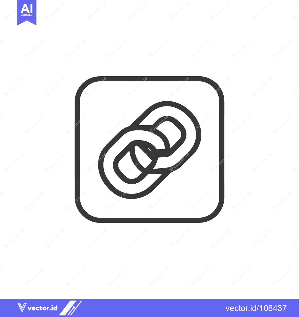 Premium Vector of Minimalist Chain Link Icon in Rounded Square Frame on White Background