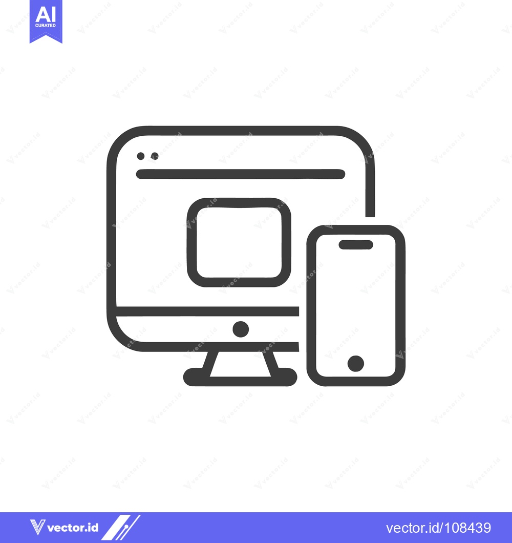 Premium Vector dari Responsive Design Icon: Desktop Computer and Smartphone Outline