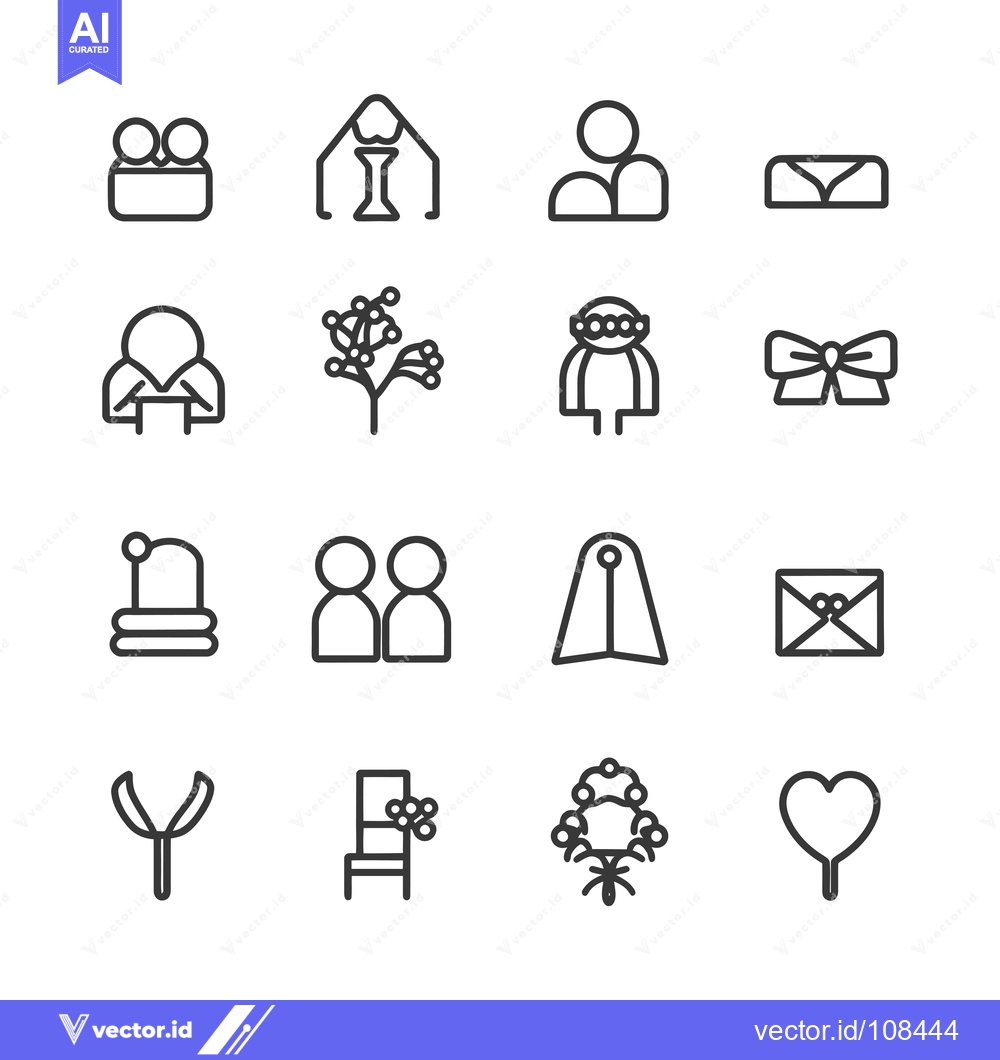 Premium Vector dari Wedding Ceremony and Reception Line Icons