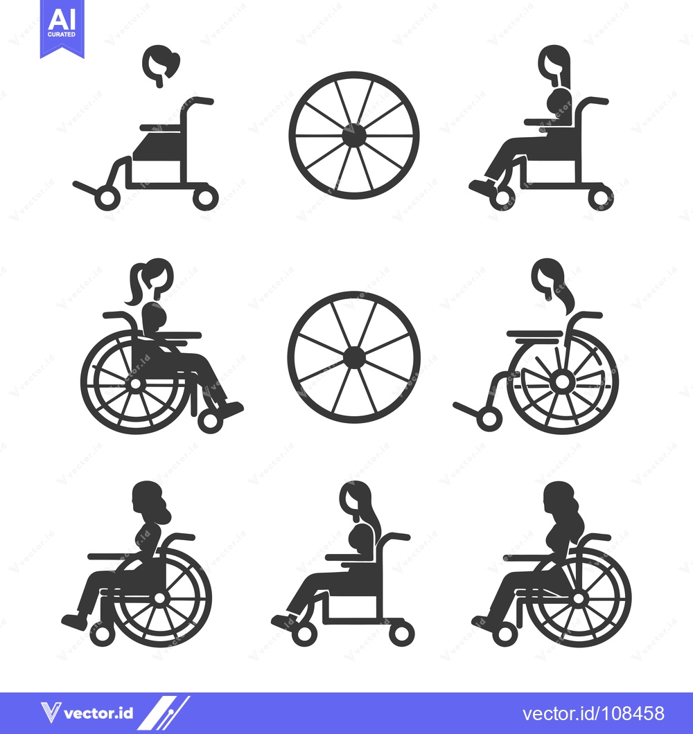 Premium Vector of Wheelchair Icons with Different Wheelchair Designs and Wheel Variation