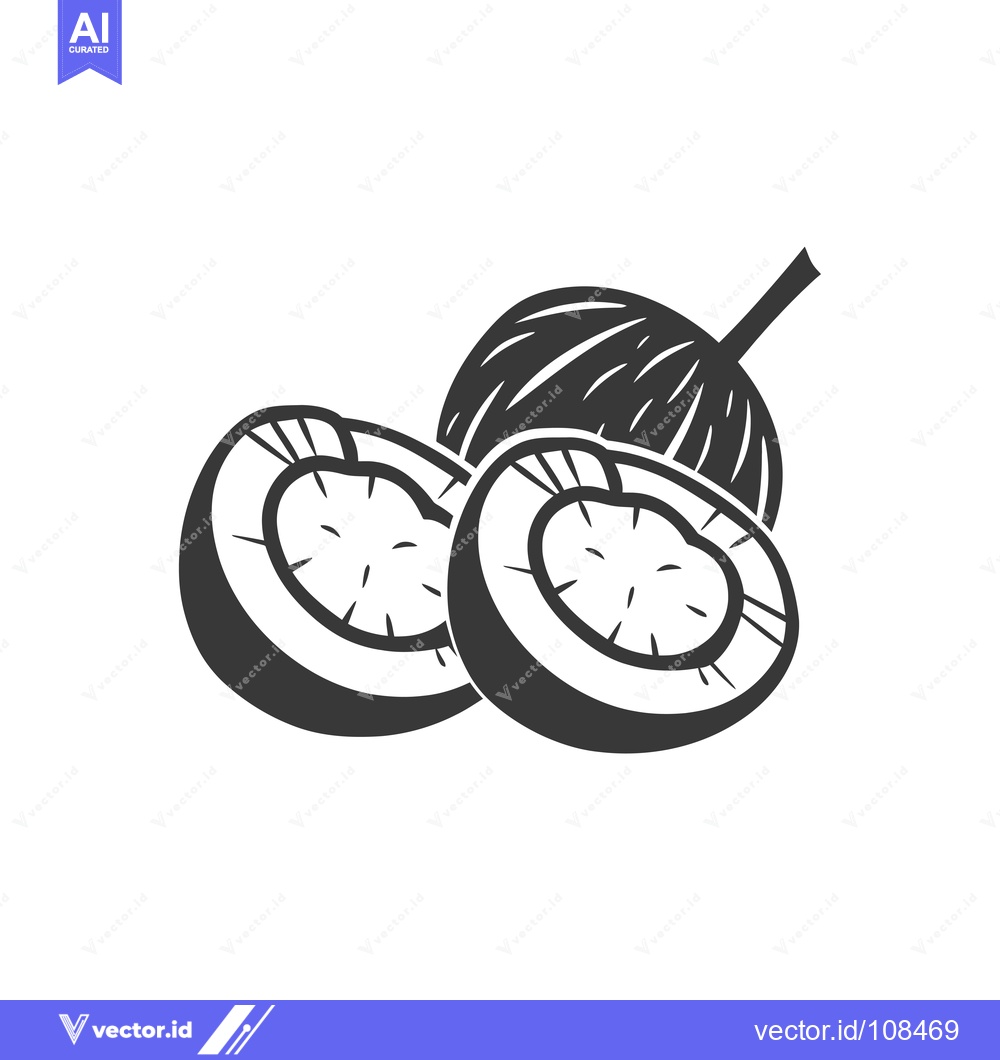 Premium Vector dari Whole and Sliced Coconut Fruit Icon