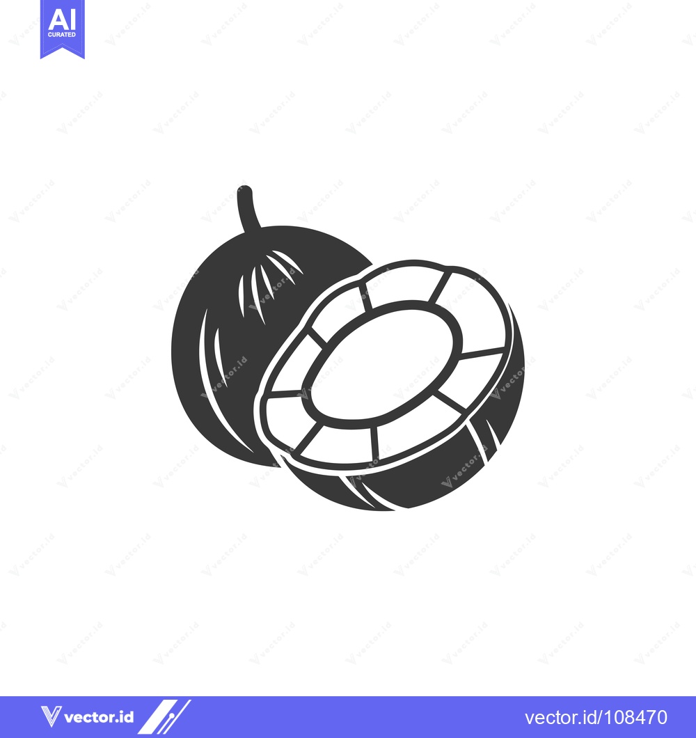 Premium Vector dari Whole and Sliced Coconut Fruit Icon