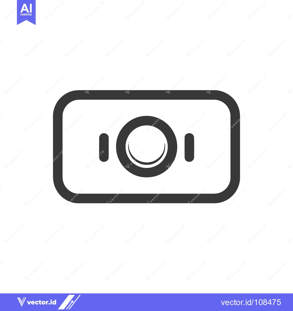 Premium Vector dari Minimalist Camera Icon: Rounded Rectangle, Circle Lens, Gray on White