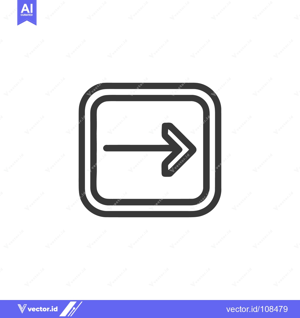 Premium Vector dari Simple Right Arrow Icon in Double-Lined Rounded Square, Minimalist Des