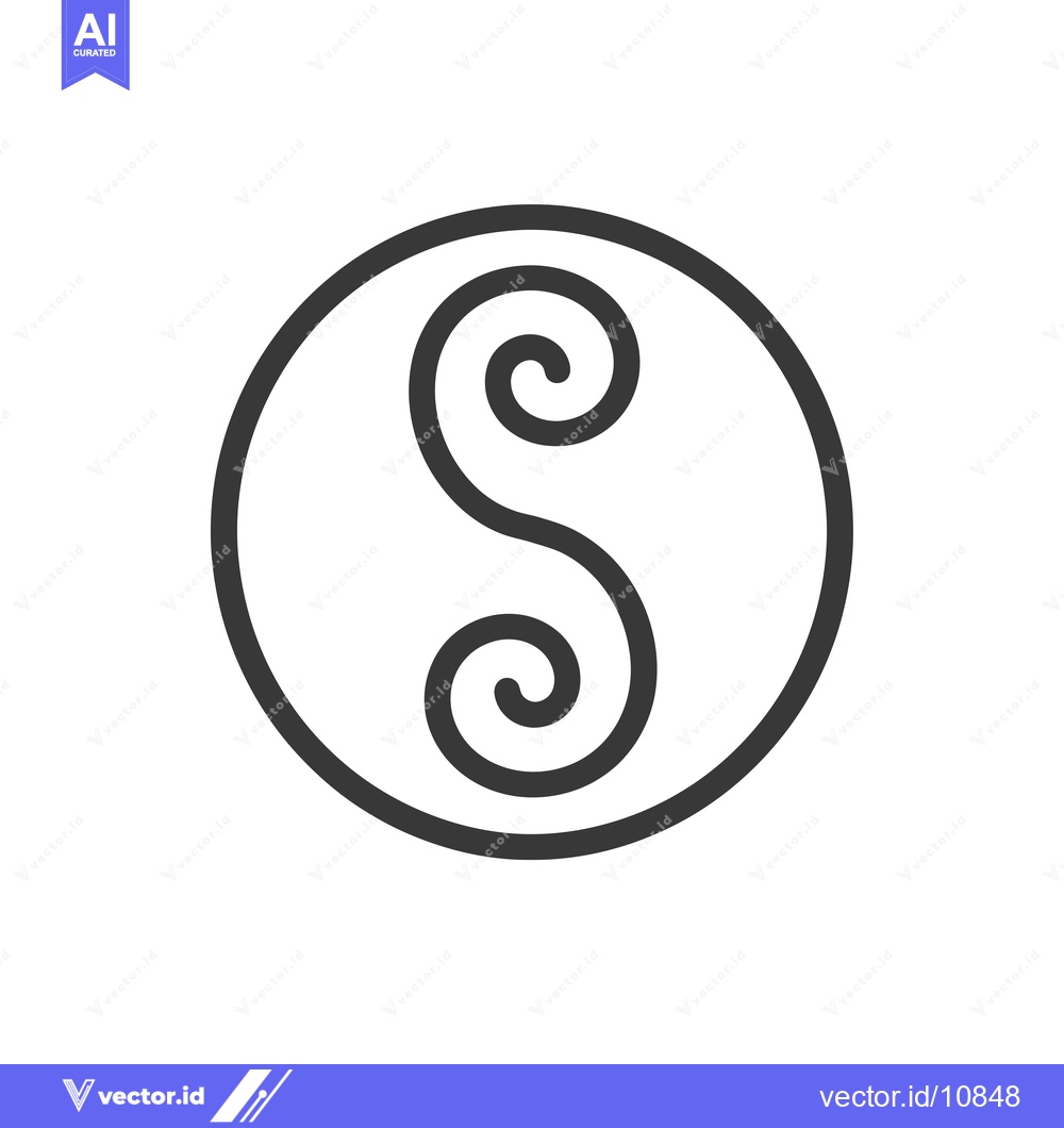 Premium Vector dari A Black Line Drawing of a Double Spiral Inside a Circle