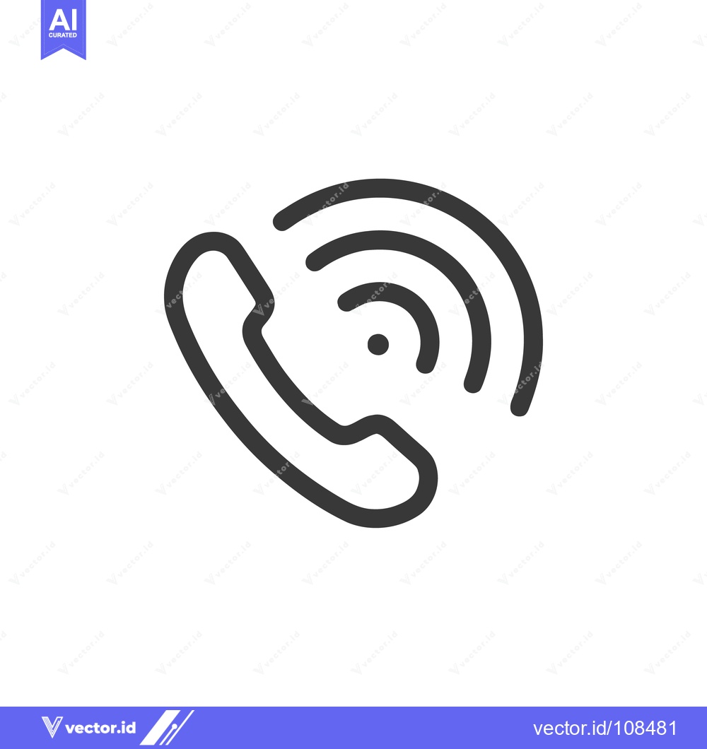 Premium Vector of Phone Icon with Signal Waves, Modern Communication Symbol
