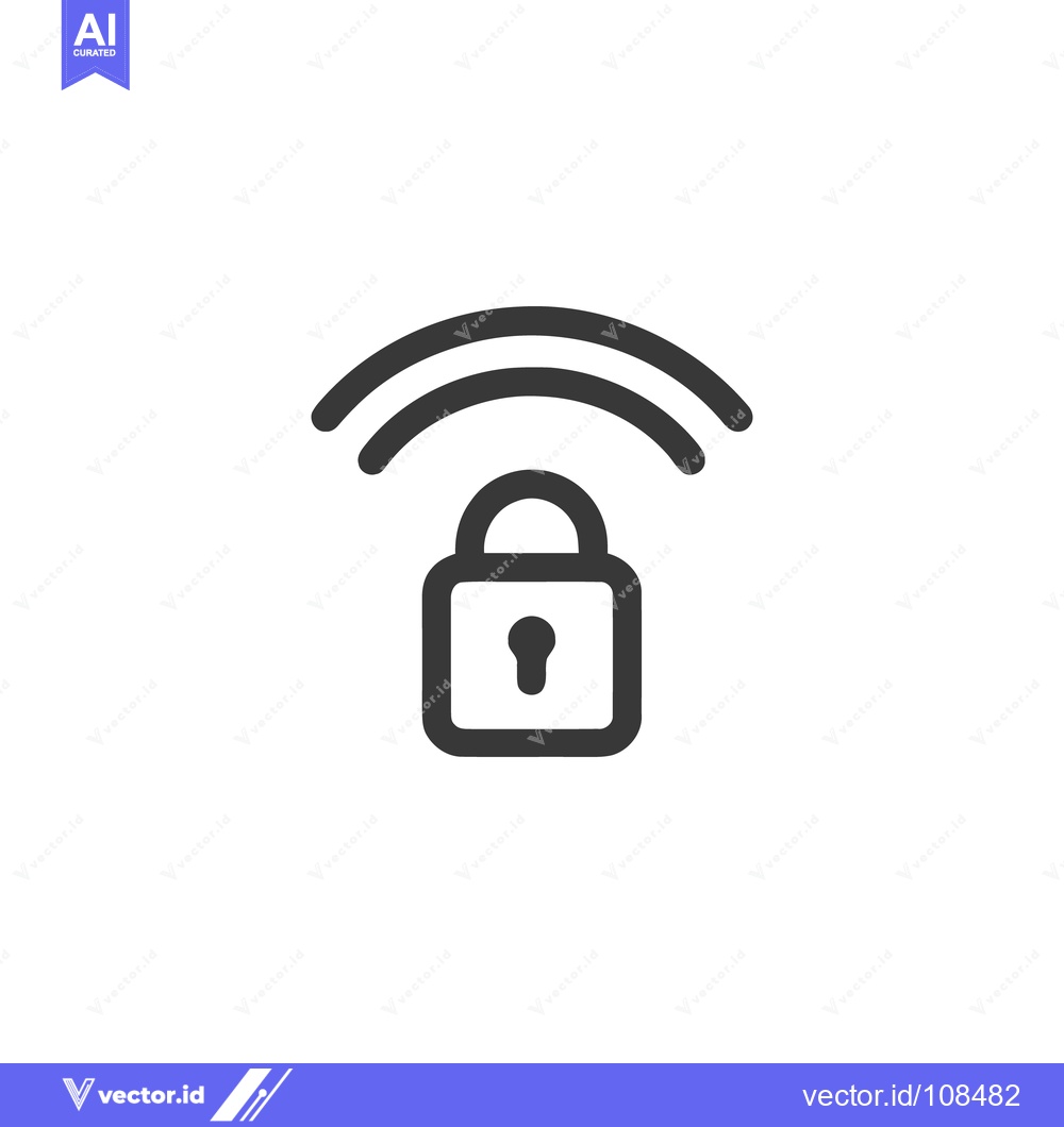 Premium Vector dari Smart Lock Icon: Wireless Security Symbol with Bold Lines on White