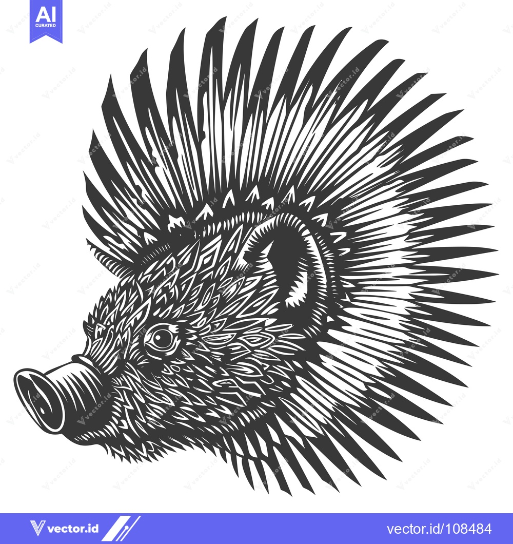 Premium Vector of Wild Boar Head with Spiky Feathers