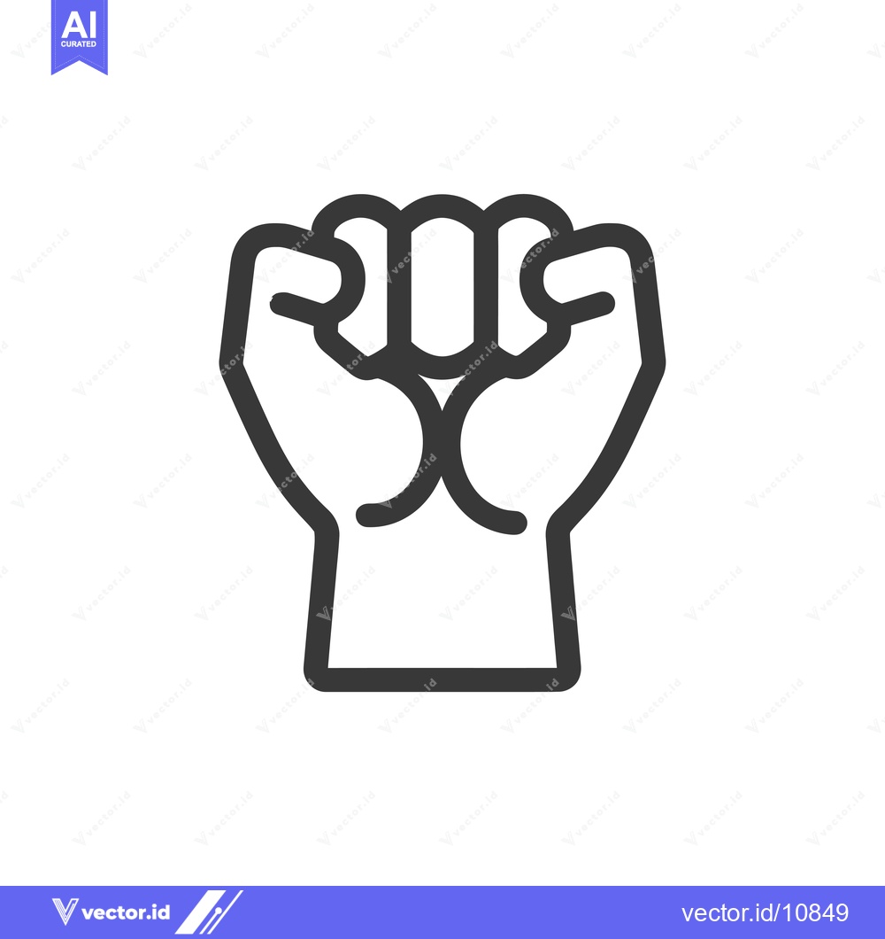 Premium Vector of A black line drawing of a fist clenched in the air