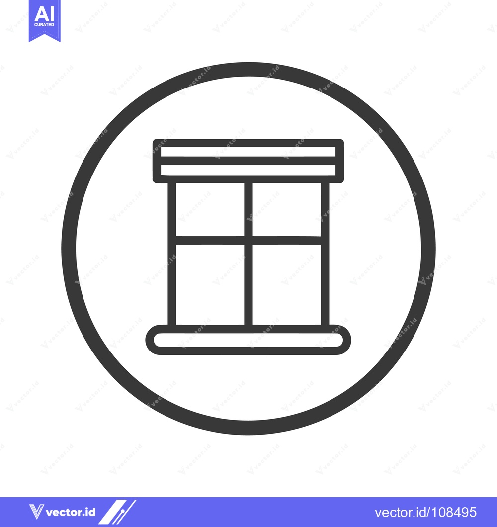 Premium Vector dari Minimalist Window Icon in Circle, Modern Design, Black and White