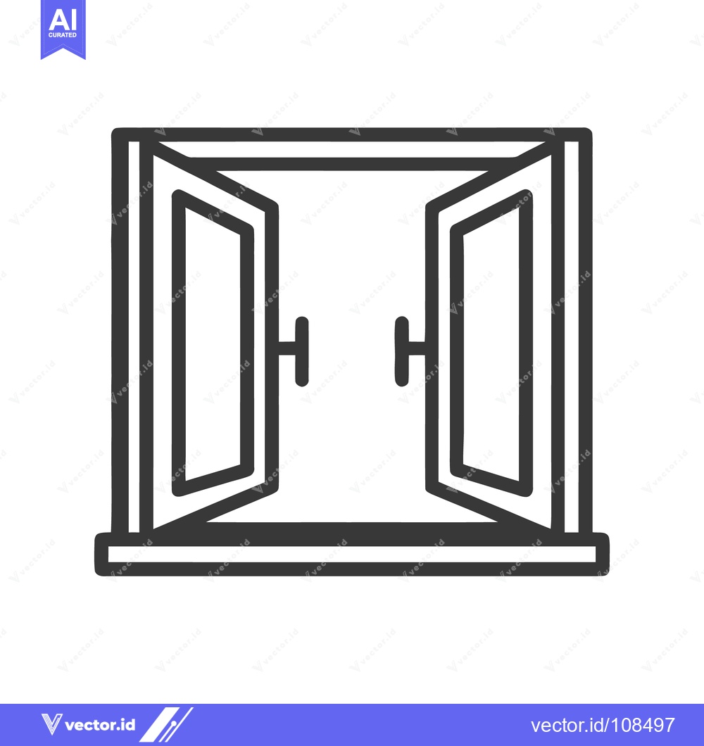 Premium Vector dari Minimalist Open Window Icon: Clean Lines, Modern Design, Architectural