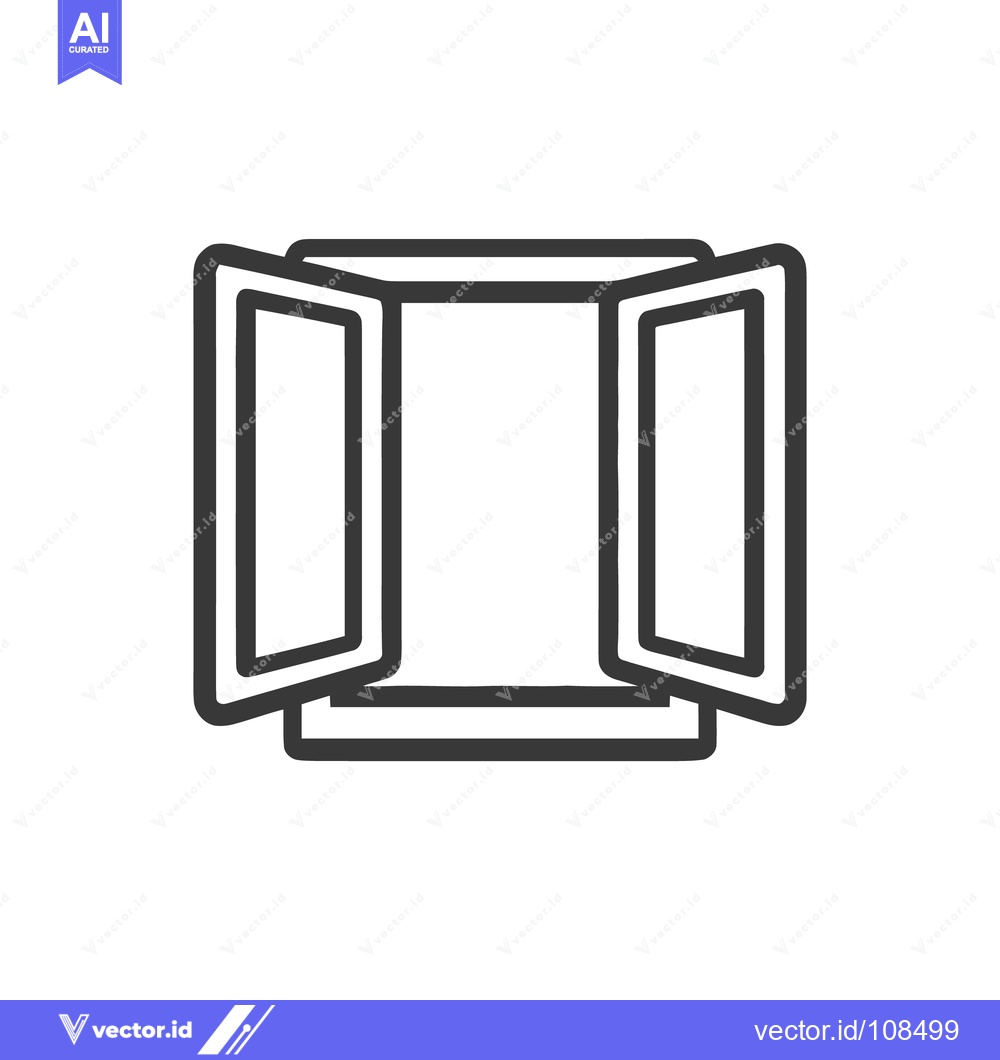 Premium Vector dari Open Window Icon: Minimalist Design, Dark Outline, White Background