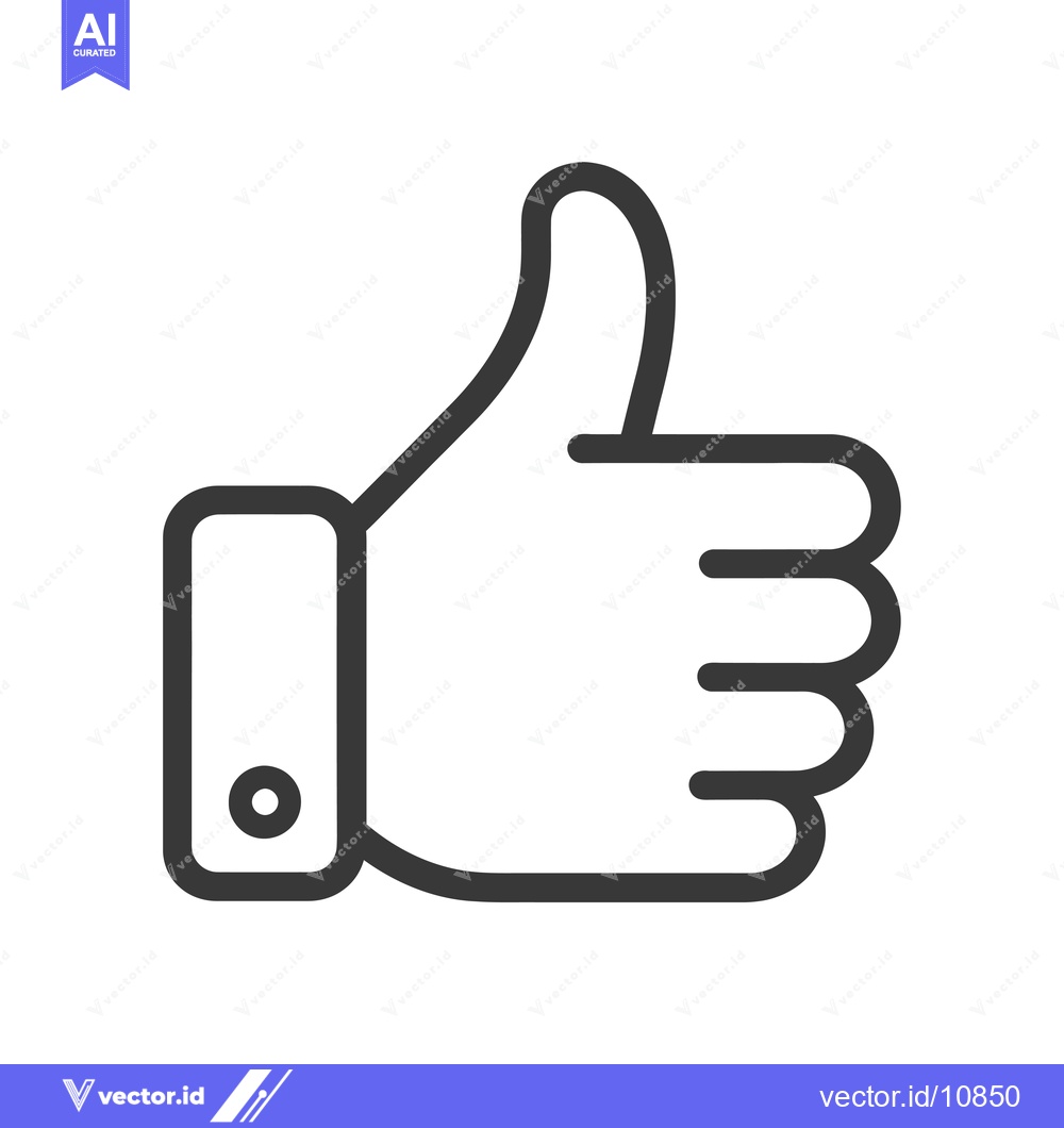 Premium Vector dari A black line drawing of a hand giving a thumbs-up gesture.