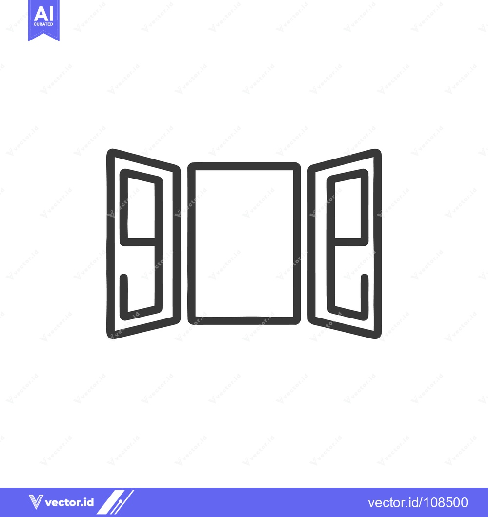 Premium Vector of Minimalist Window Icon: Open Casement with Clean Lines and Modern Desi