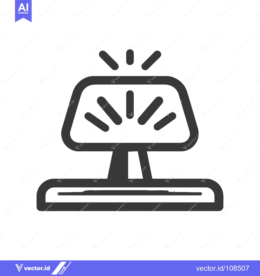 Premium Vector of Stylized Table Lamp Icon with Radiating Light, Modern Design, Isolated