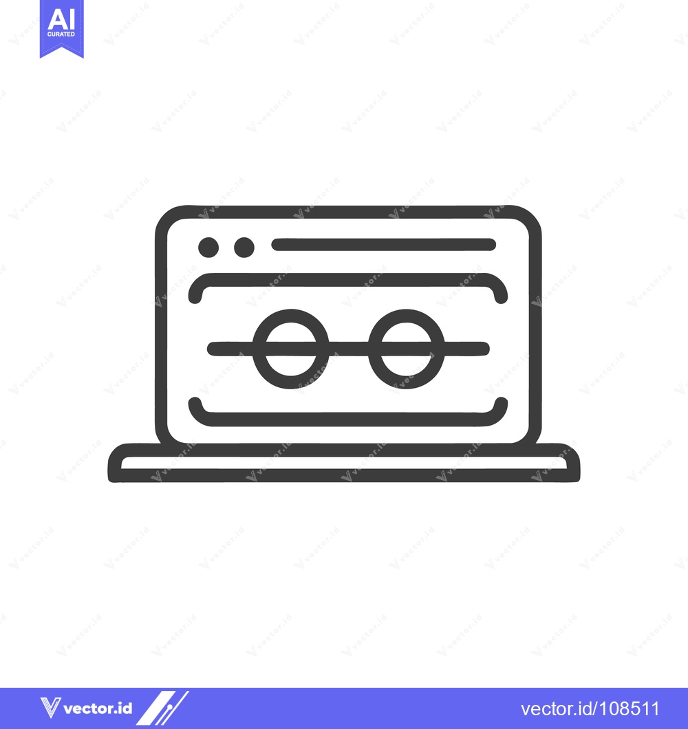 Premium Vector dari Minimalist Laptop Icon with Two Circles and Horizontal Lines Design