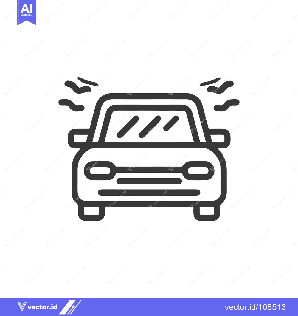 Premium Vector dari Car Icon with Exhaust Fumes, Front View, Minimalist Style