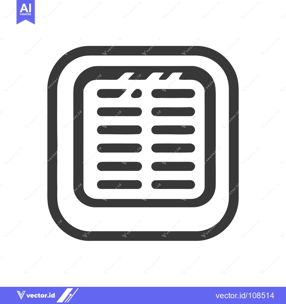 Premium Vector of Minimalist Document Icon: Rounded Square with Horizontal Lines and Bol
