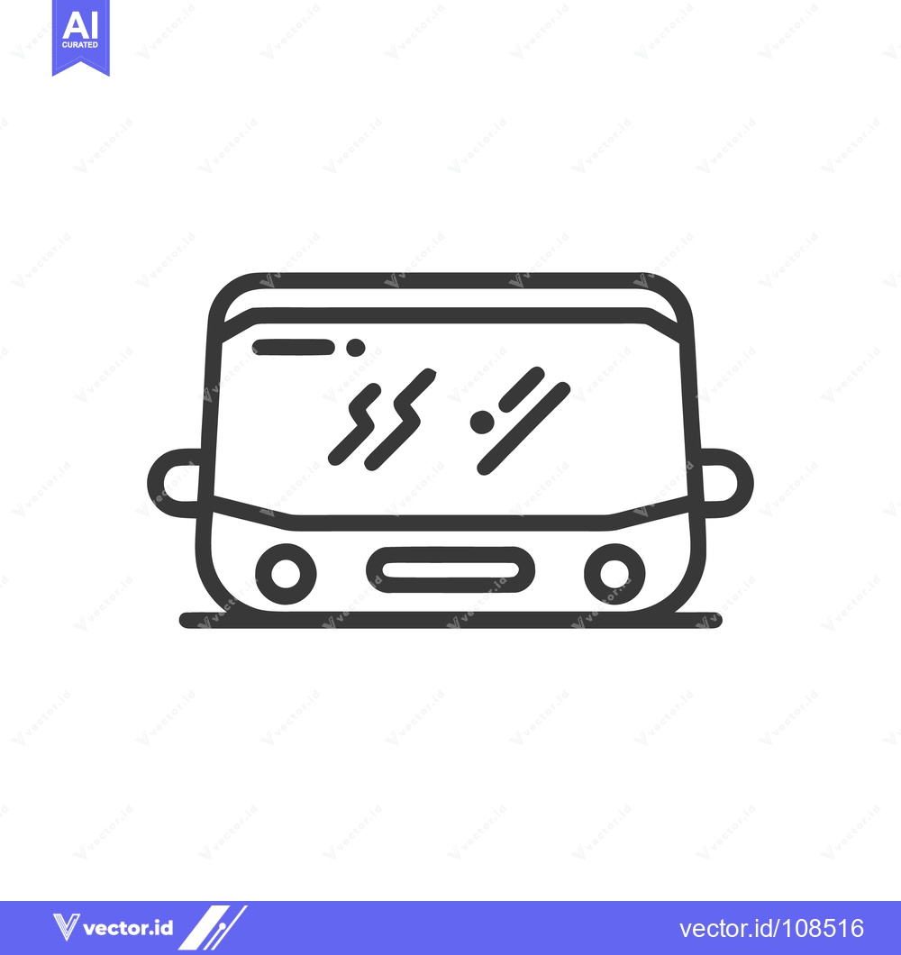 Premium Vector of Minimalist Toaster Icon with Reflection, Kitchen Appliance Outline