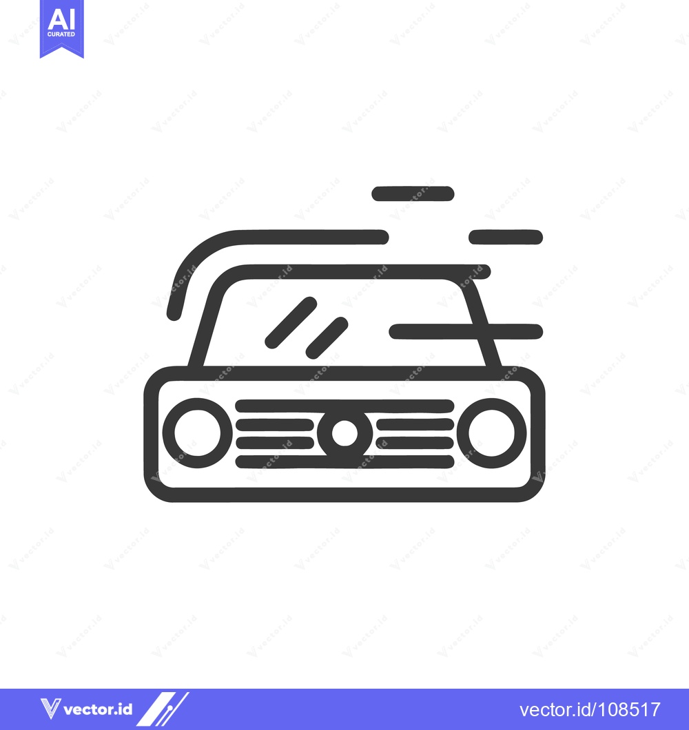 Premium Vector dari Fast Car Icon: Sleek Automotive Design with Motion Lines on White Back