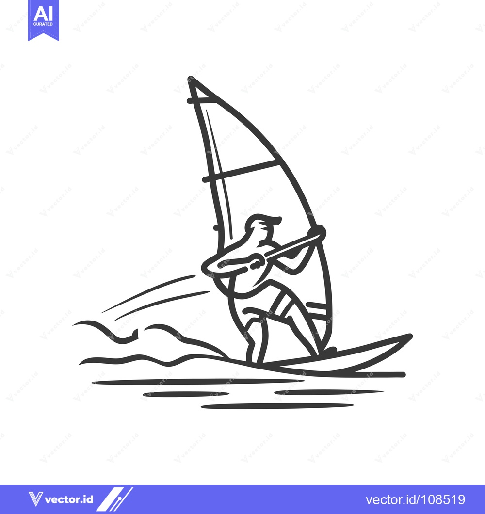 Premium Vector dari Windsurfer riding a wave on a surfboard with a sail