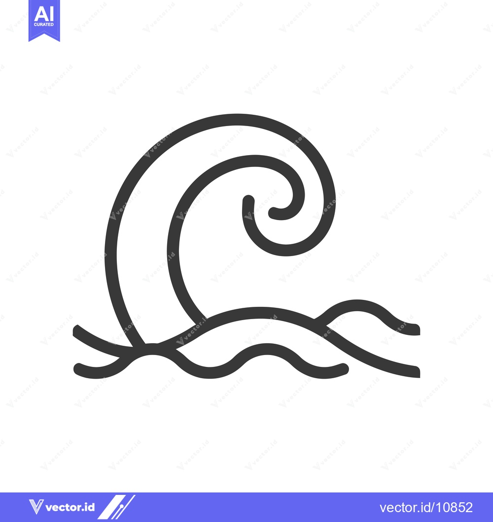 Premium Vector dari A black line drawing of a stylized ocean wave