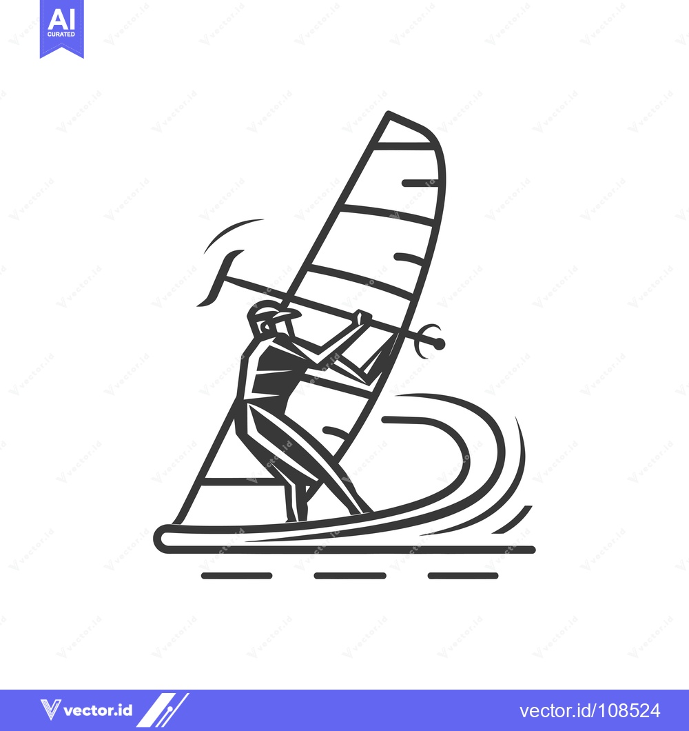 Premium Vector dari Windsurfer riding a wave with a sail