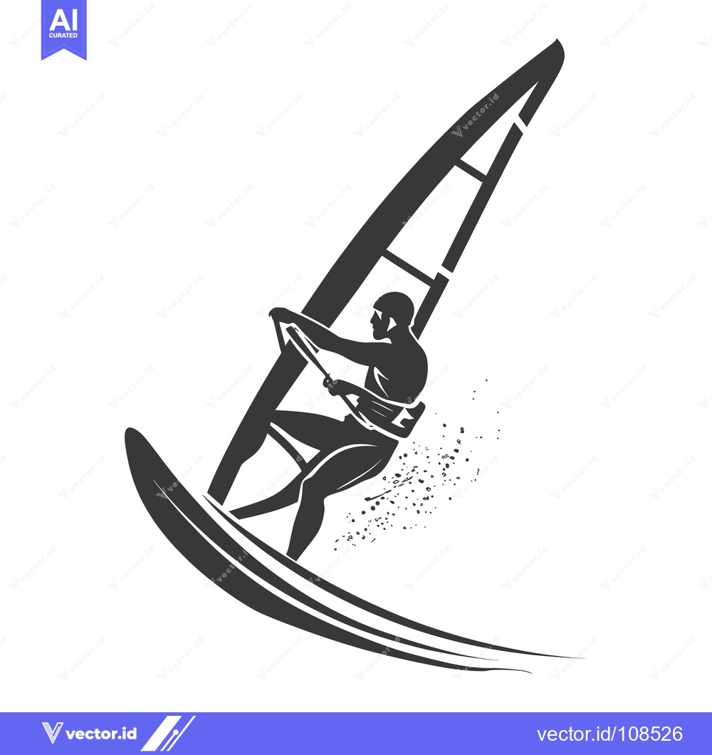 Premium Vector dari Windsurfer riding a wave with a sailboard