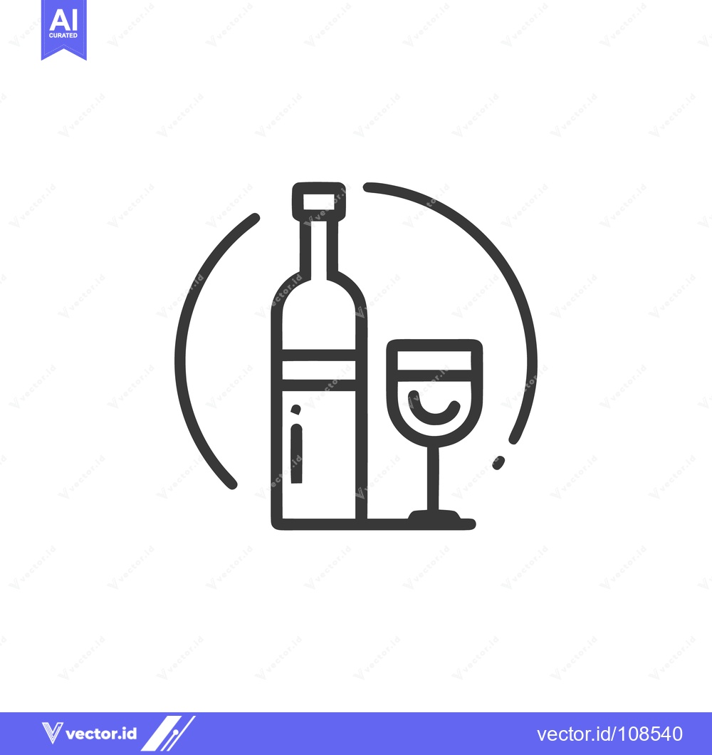 Premium Vector dari Elegant Wine Bottle and Glass Icon with Circular Accent, Minimalist De