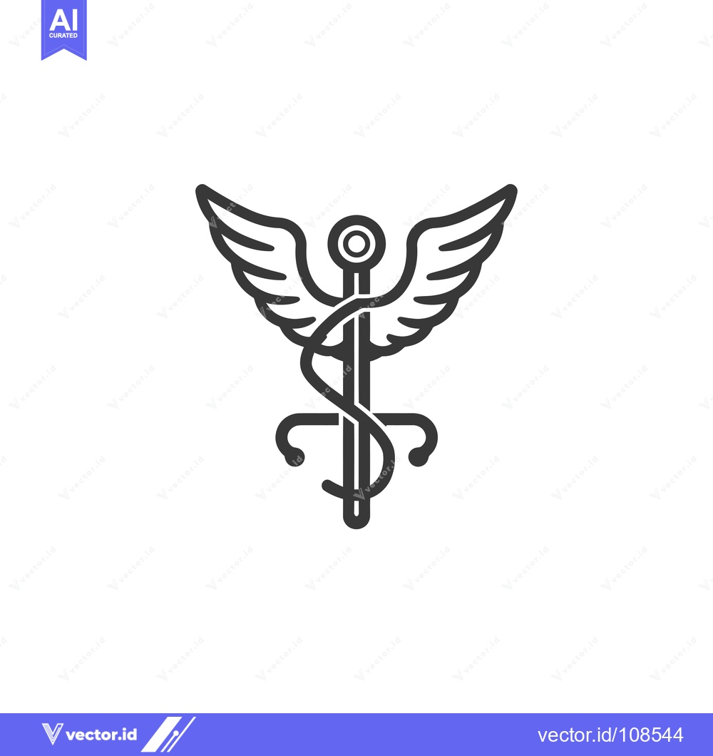 Premium Vector dari Winged Caduceus Medical Symbol Line Art