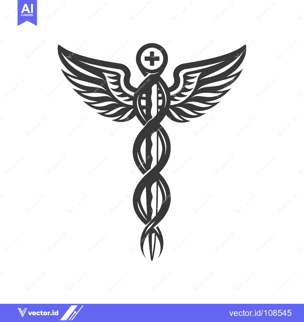 Premium Vector dari Winged Caduceus Medical Symbol with a Cross