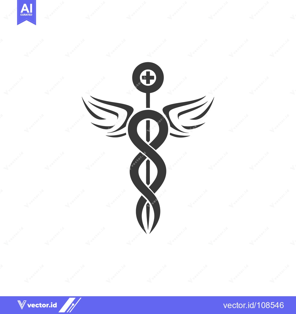 Premium Vector of Winged Caduceus with a Cross Symbol