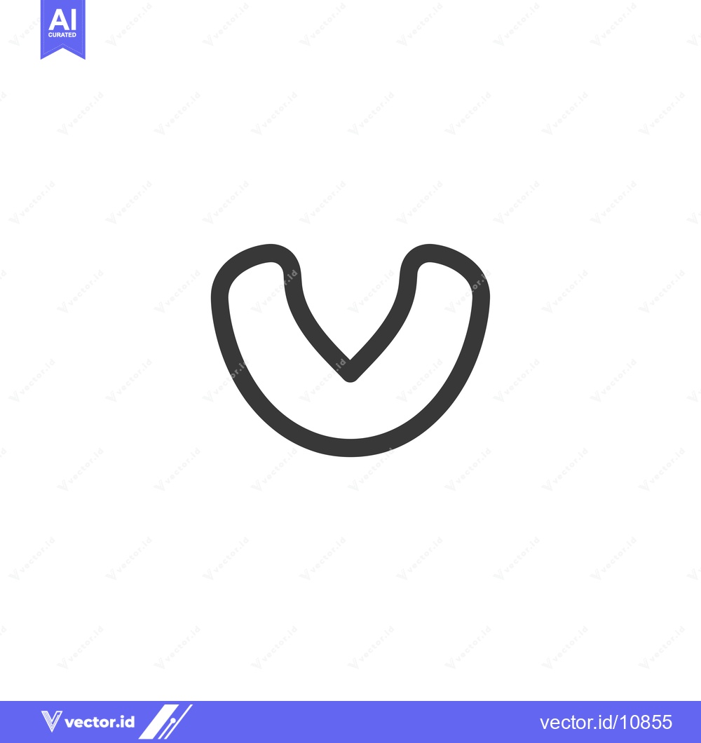 Premium Vector dari A black line drawing of the letter V with rounded edges