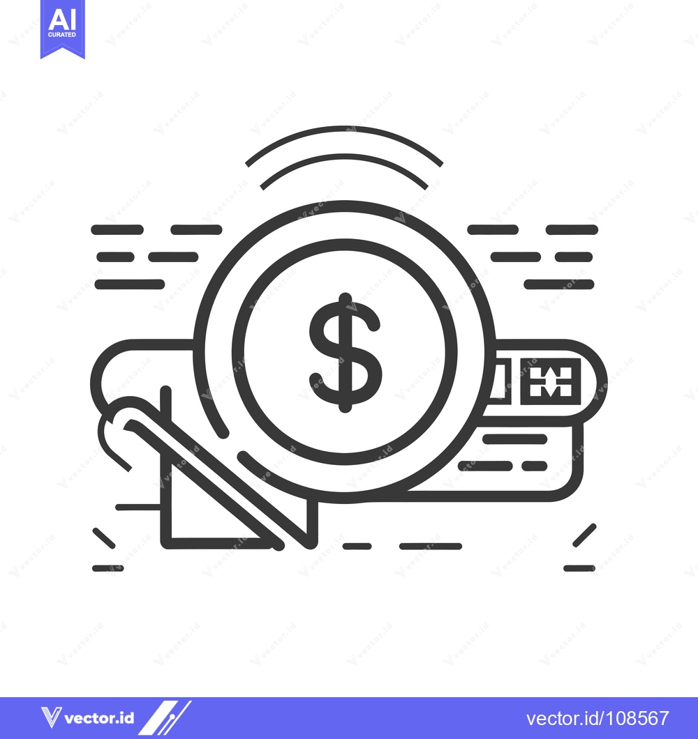 Premium Vector dari Wireless Payment Transaction Icon with Dollar Sign