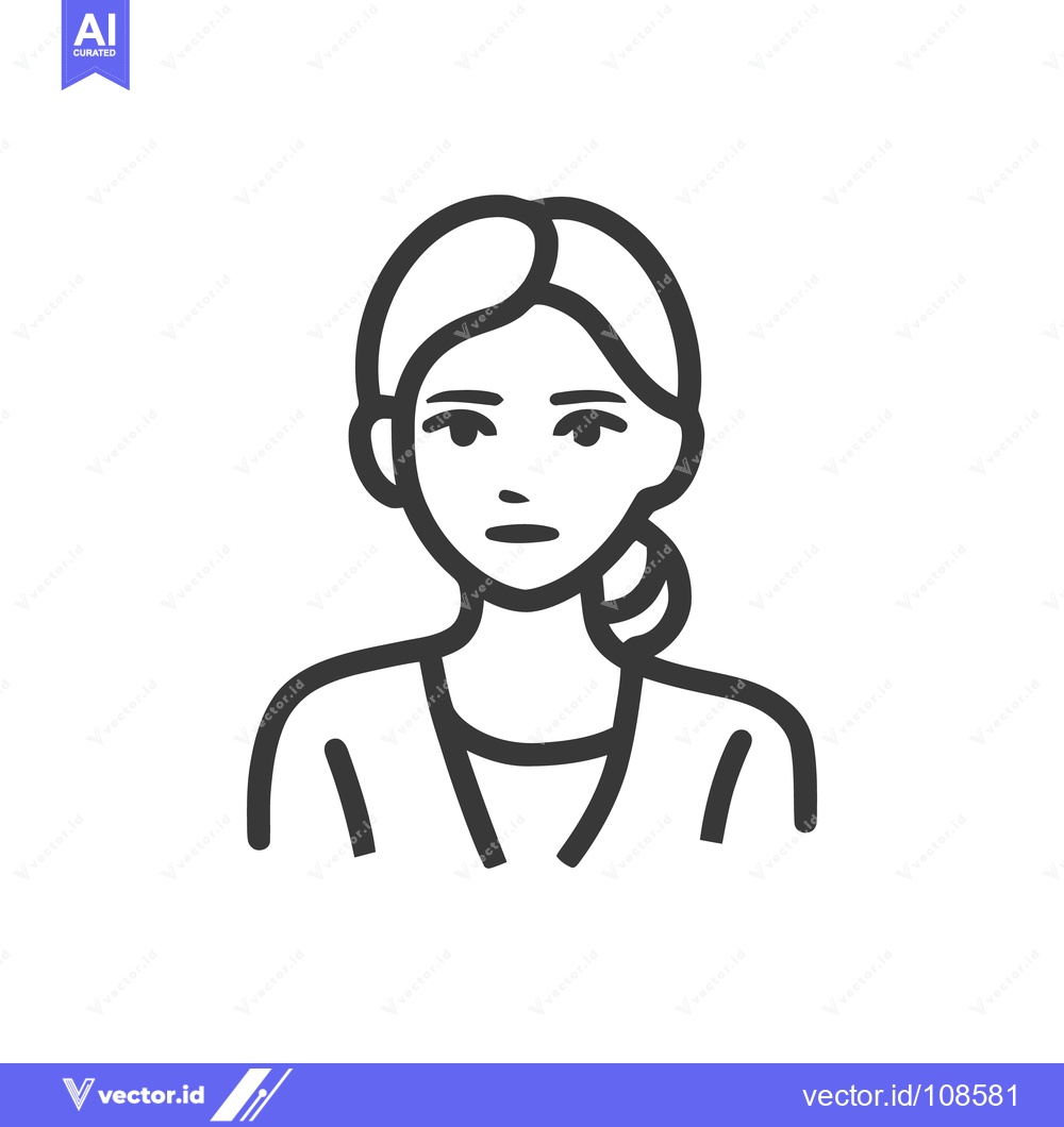 Premium Vector dari Minimalist Line Art Portrait of a Young Woman with Ponytail