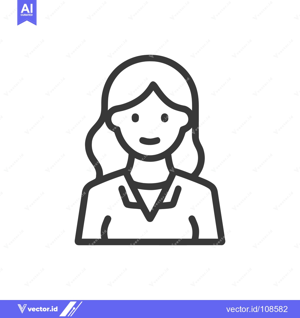 Premium Vector of Minimalist Icon: Smiling Woman in Business Attire, Clean Line Art