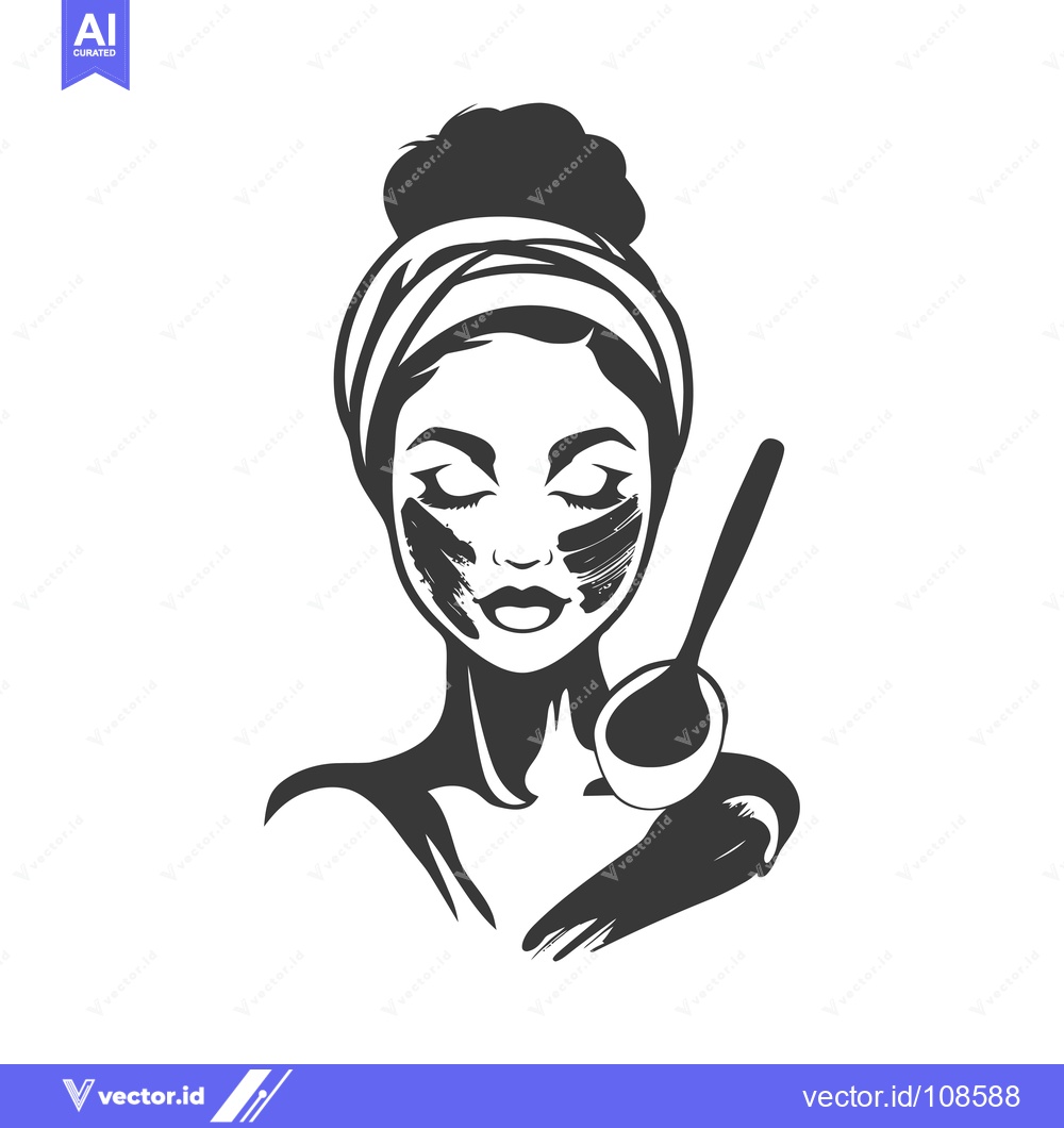 Premium Vector dari Woman Applying Facial Mask with a Spoon