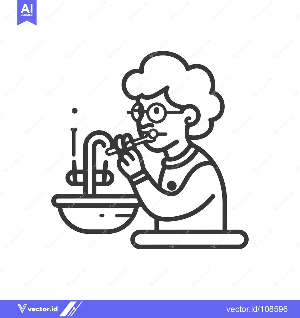 Premium Vector dari Woman Brushing Teeth in Bathroom Sink