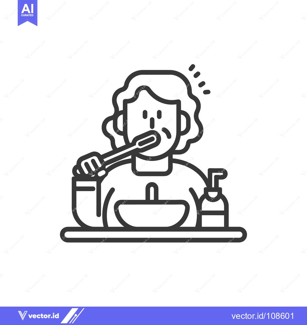 Premium Vector dari Woman Brushing Teeth in Bathroom with Toothpaste and Sink
