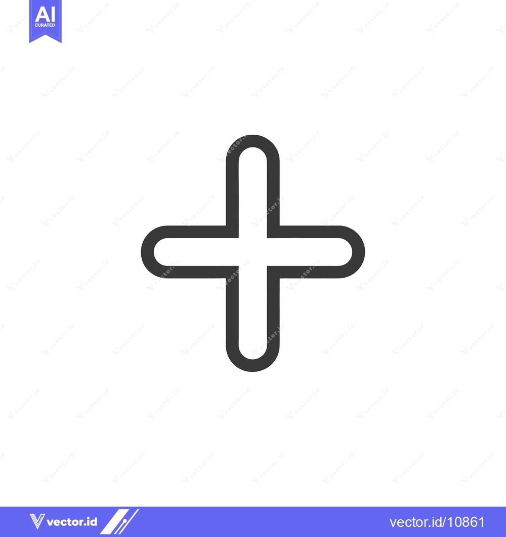 Premium Vector of A Black Plus Sign Icon Isolated on White Background
