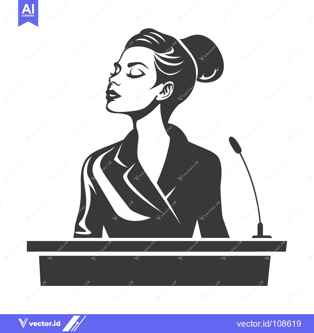 Premium Vector dari Woman giving a speech behind a podium with a microphone
